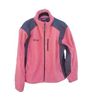Vail Zip Up Fleece Sweatshirt XL Womens Pink Grey Long Sleeve Pockets Fall Winte